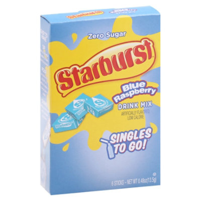 Starburst Drink Mix Singles To Go Low Calorie Blue Raspberry 6 Count - 0.48 Oz - Image 2