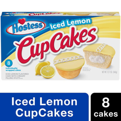 HOSTESS Iced Lemon Flavored CupCakes with Other Natural Flavors 8 count - 12.70 Oz - Image 1