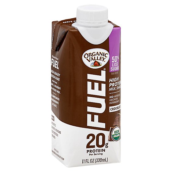 Organic Valley Fuel Milk Shake High Protein 50% Less Sugar Chocolate - 11 Fl. Oz.