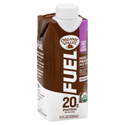 Organic Valley Fuel Milk Shake High Protein 50% Less Sugar Chocolate - 11 Fl. Oz.