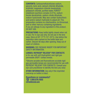 Refresh Relieva For Contact Lenses Lubricant Eye Drops - 0.27 Fl. Oz. - Image 4