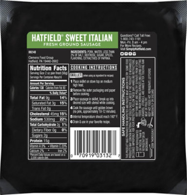 Hatfield Sweet Italian Sausage Brick - 16 Oz - Image 6