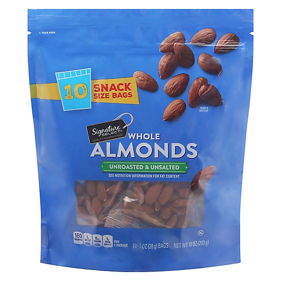 Signature Select Almonds Whole Unsalted Multi Pack - 10-1 Oz