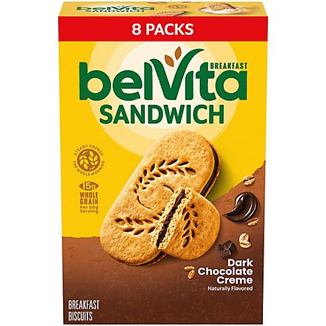 belVita Sandwich Breakfast Biscuit Dark Chocolate Creme 8 Count - 14.08 Oz