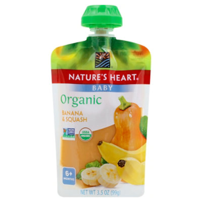 Natures Heart Organic Baby Food 6+ Months Banana & Squash - 3.5 Oz