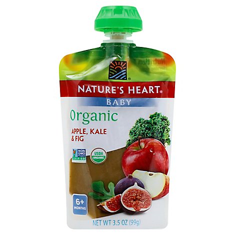 Natures Heart Organic Baby Food 6+ Months Apple Kale & Fig - 3.5 Oz
