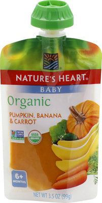 Natures Heart Organic Baby Food 6+ Months Pumpkin Banana & Carrot - 3.5 Oz
