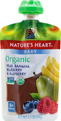 Natures Heart Organic Baby Food 6+ Months Pear Banana Blueberry & Raspberry - 3.5 Oz - Image 2