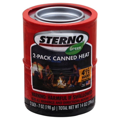 Sterno 2 Pack Canned Heat 2.25 Hour Ethanol Gel Fuel 