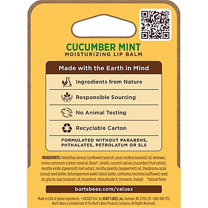 Burt's Bees Cucumber Mint Moisturizing Lip Balm - 1 Count - Image 5