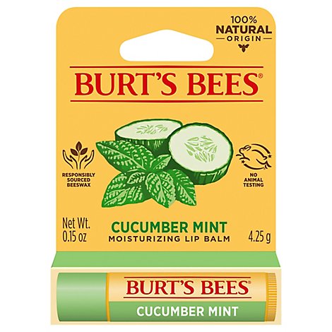 Burts Bees Lip Balm Moisturizing Cucumber Mint - 0.15 Oz