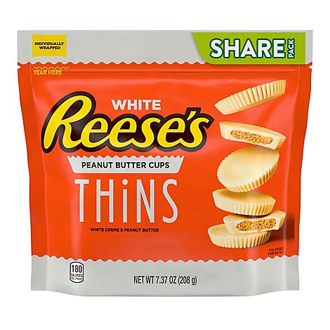 Reeses Peanut Butter Cups White Thins Bag - 7.37 Oz