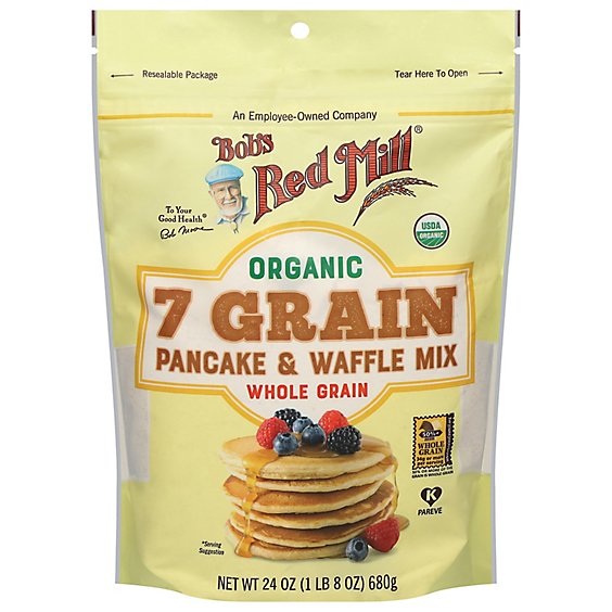 Bobs Red Mill Organic Pancake & Waffle Mix 7 Grain Whole Grain Pouch - 24 Oz
