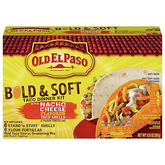 Old El Paso Dinner Kit Taco Bold & Soft Nacho Cheese - 12.6 Oz