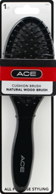 ACE Hairbrush Cushion Natural Wood All Purpose Styling - Each - Image 2