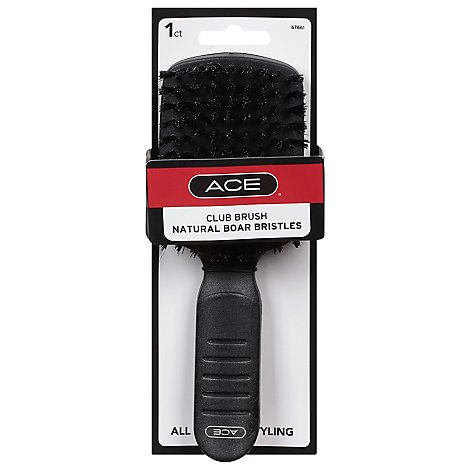 ACE Hairbrush Club Boar Bristles Black - Each