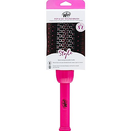 WetBrush Pop & Go Hairbrush Round Style Retractable Pink - Each - Image 2
