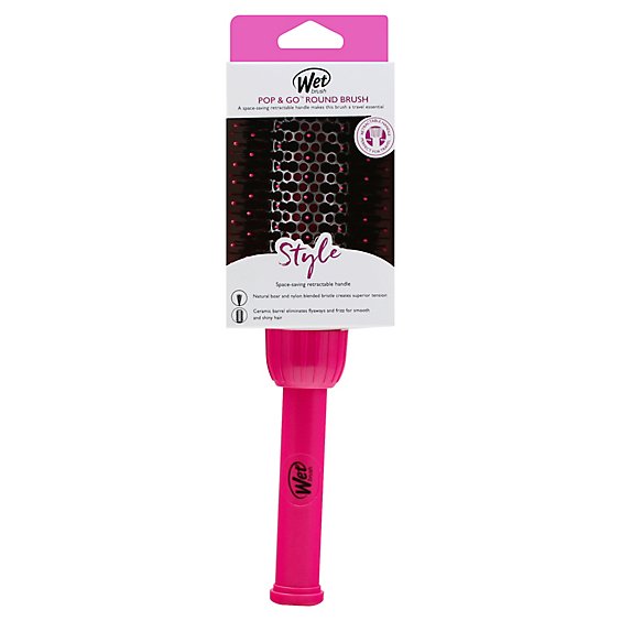 WetBrush Pop & Go Hairbrush Round Style Retractable Pink - Each