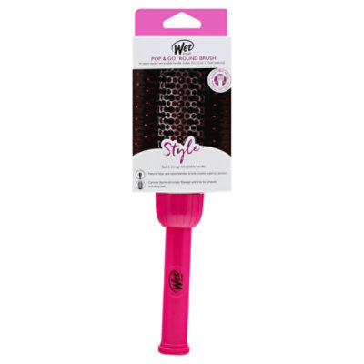 WetBrush Pop & Go Hairbrush Round Style Retractable Pink - Each - Image 1