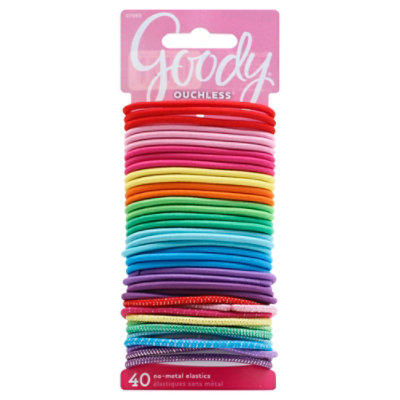 Goody Ouchless Elastics No Metal 3 mm Rainbow - 40 Count - Image 1