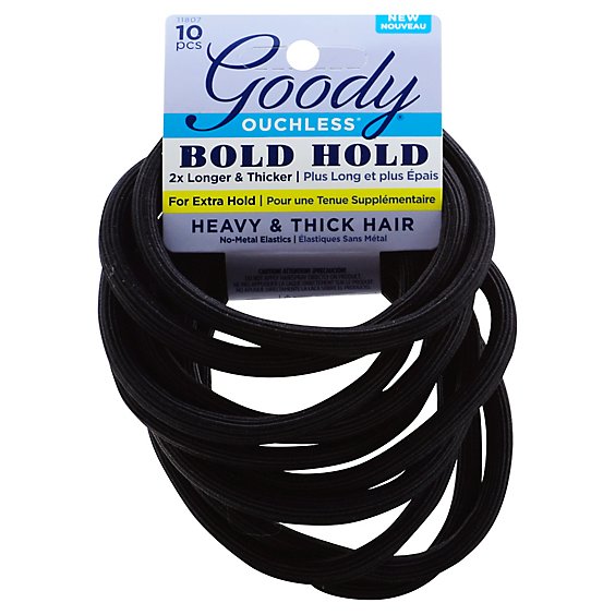 Goody Ouchless Elastics No Metal Bold Hold Heavy & Thick Hair - 10 Count