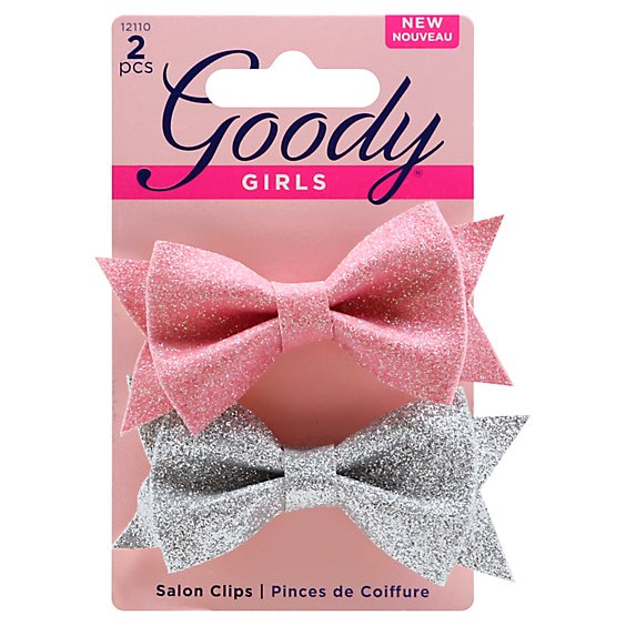 Goody Girls Salon Clips Bow Glitter - 2 Count