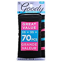 Goody Ouchless Elastics No Metal Braided Medium Hair Black - 70 Count - Image 1