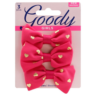 Goody Girls Barrettes Bow Pink Heart - 3 Count - Image 1