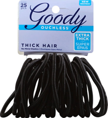 Goody Ouchless Elastics No Metal Braided Thick Hair Black - 25 Count - Image 2