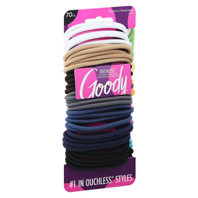 Goody Ouchless Elastics No Metal Braided Medium Hair Assorted - 70 Count - Image 1