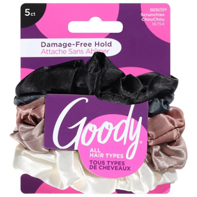 Goody Ouchless Scrunchies Silky All Hair Types Assorted - 5 Count - Image 3