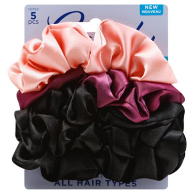 Goody Ouchless Scrunchies Silky All Hair Types Assorted - 5 Count - Image 1