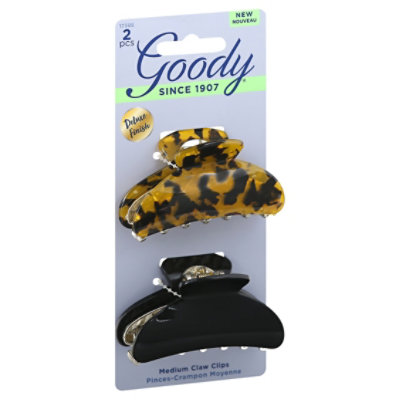 Goody Claw Clips Medium Black Tortoise - 2 Count