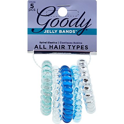 Goody Jelly Bands Elastics Spiral Clear Silver - 5 Count - Image 2