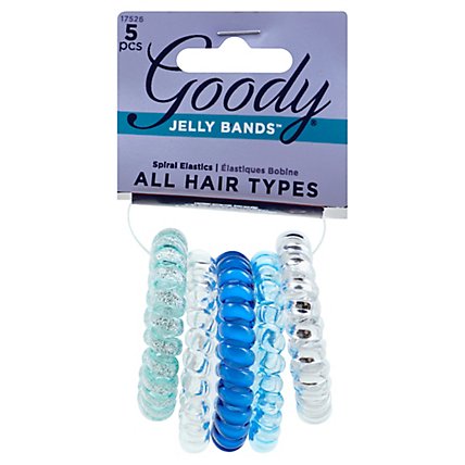 Goody Jelly Bands Elastics Spiral Clear Silver - 5 Count - Image 1