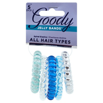 Goody Jelly Bands Elastics Spiral Clear Silver - 5 Count - Image 1