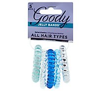 Goody Jelly Bands Elastics Spiral Clear Silver - 5 Count