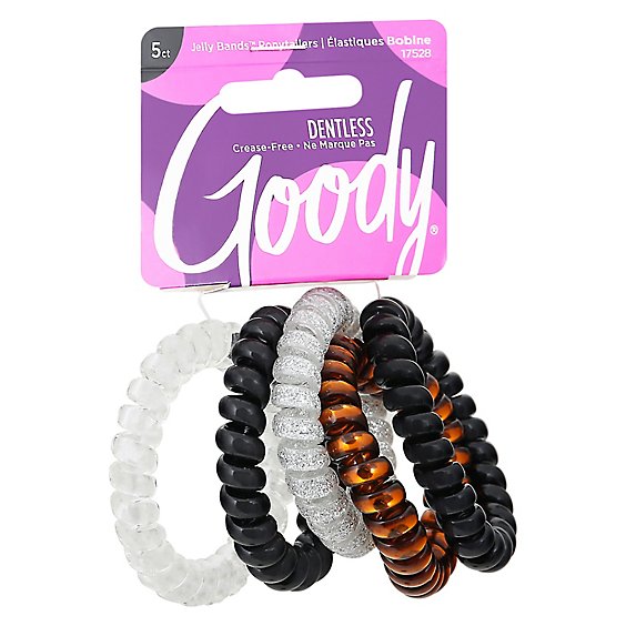 Goody Jelly Bands Elastics Spiral Clear Black - 5 Count
