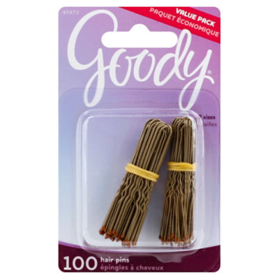 Goody Hair Pins 2 Sizes Brown Value Pack - 100 Count - Image 1