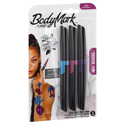 BIC BodyMark Temporary Tattoo Markers, Fine Tip, Assorted Colors, 6 Markers  + 3 Stencils Gift Set - Yahoo Shopping