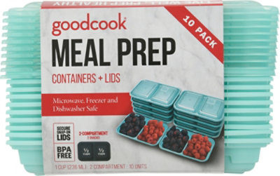 GoodCook Containers + Lids Meal Prep 2 Compartment 1 Cup - 10 Count - Image 4