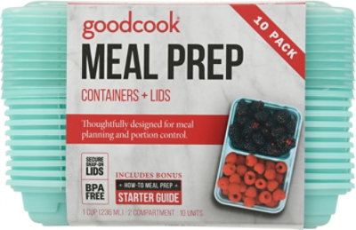 GoodCook Containers + Lids Meal Prep 2 Compartment 1 Cup - 10 Count - Image 2