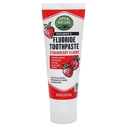 Open Nature Toothpaste Child Fluoride Strawberry - 4.2 Oz - Image 3
