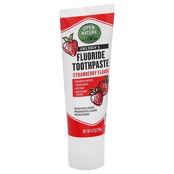 Open Nature Toothpaste Child Fluoride Strawberry - 4.2 Oz