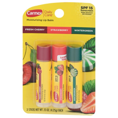 Carmex Daily Care Lip Balm Moisturizing SPF 15 Assorted - 3-0.15 Oz - Image 3