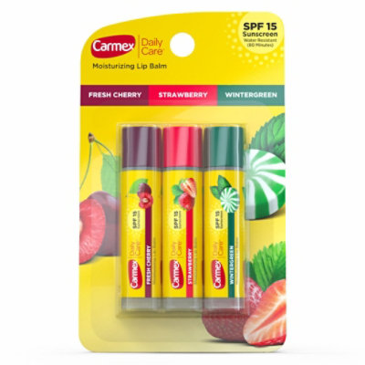 Carmex Daily Care Lip Balm Moisturizing SPF 15 Assorted - 3-0.15 Oz