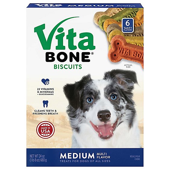Vita Bone Treats For Dogs Biscuits 20+ Medium Flavors - 24 Oz