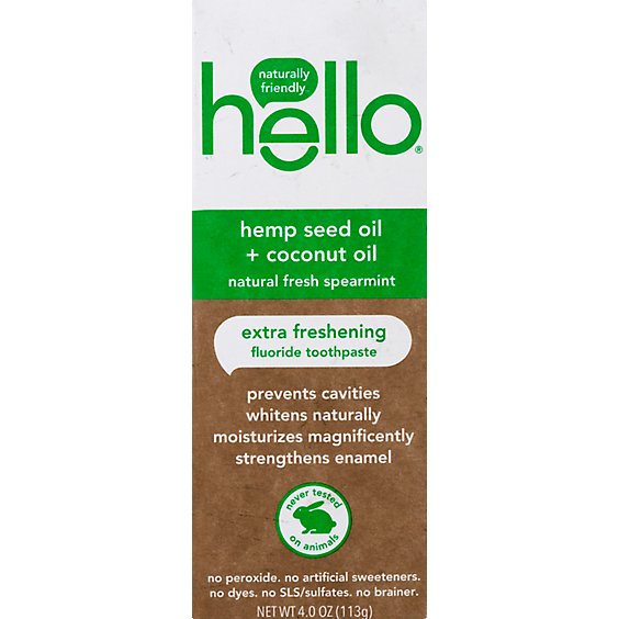 Hello Hemp Seed Oil Fluoride Spearmint Toothpaste - 4 Oz