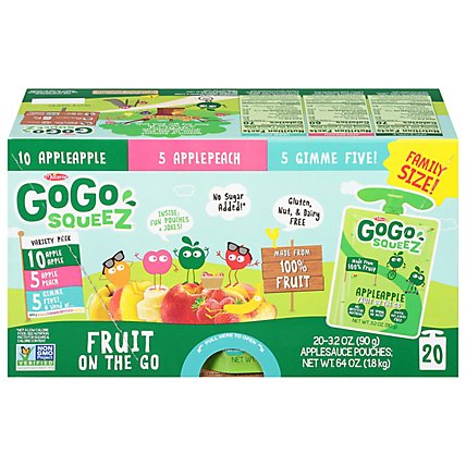 GoGo squeeZ Applesauce On The Go Apple Peach Gimme Five Variety Pack - 20-3.2 Oz - Image 3