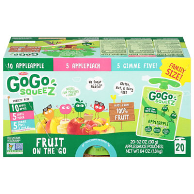 GoGo squeeZ Applesauce On The Go Apple Peach Gimme Five Variety Pack - 20-3.2 Oz - Image 3